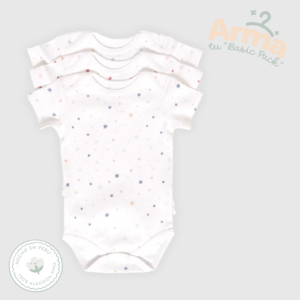 Pack X3 Body Cuello Americano Manga Corta Estampado