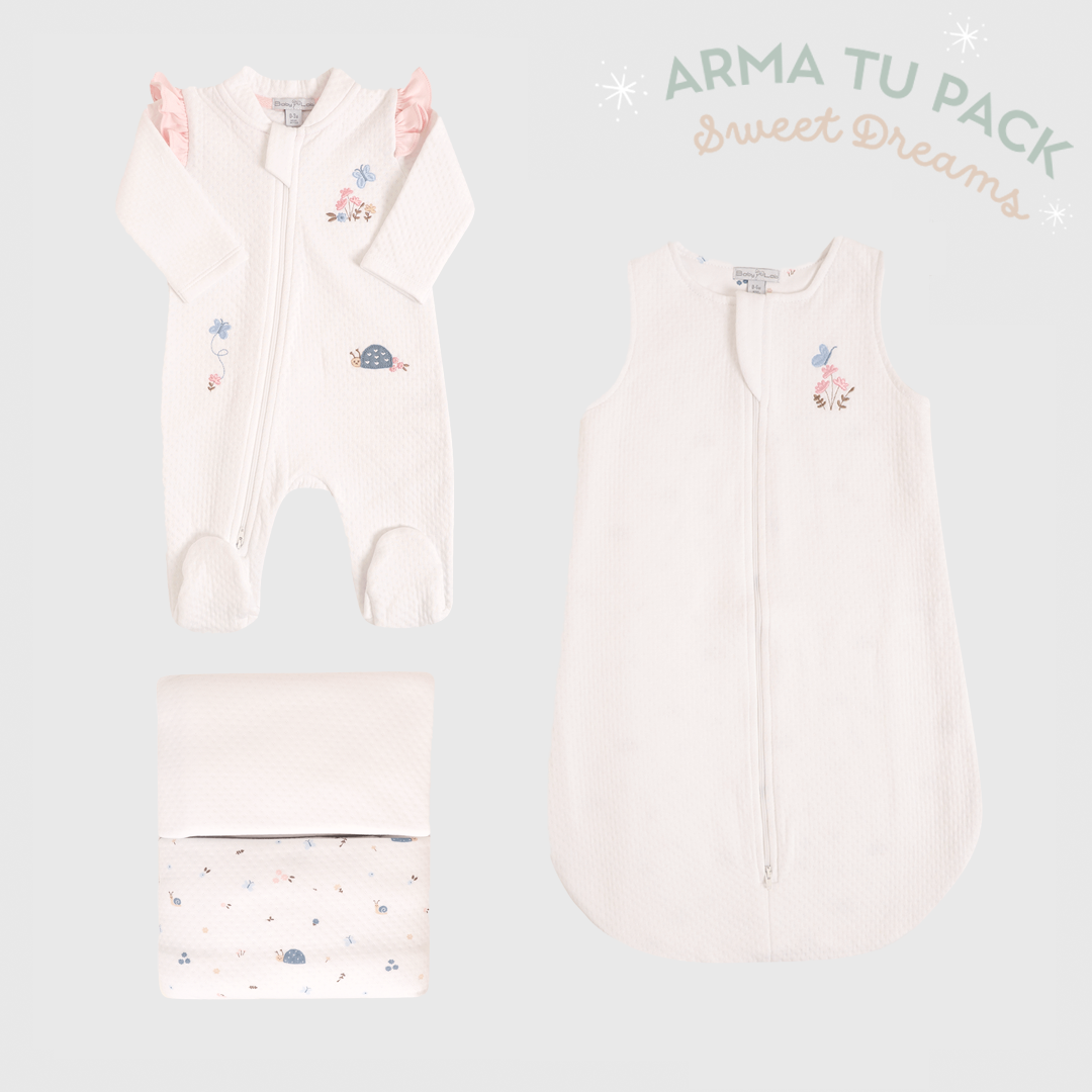 Set Sweet Dream Bebe Jacquard Dots in Love Blanco